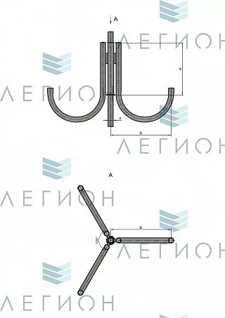 К33-0,6-0,5-0-5 кронштейн четырехрожковый